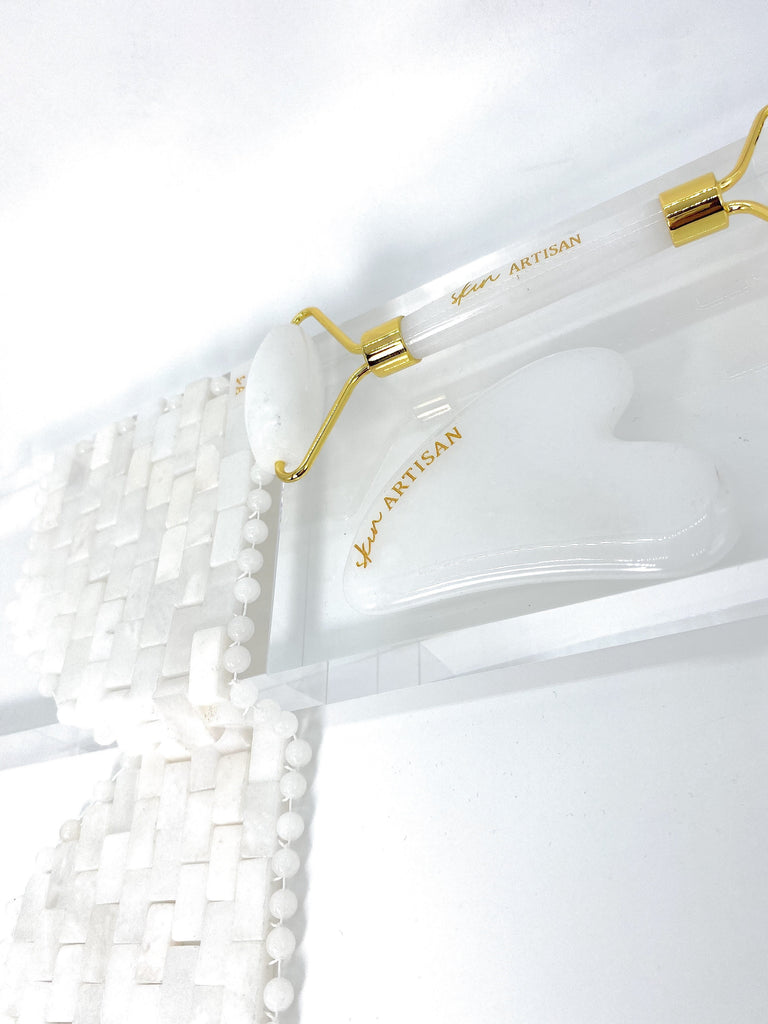 White Jade Roller, Gua Sha and Eye Mask - Skin Artisan