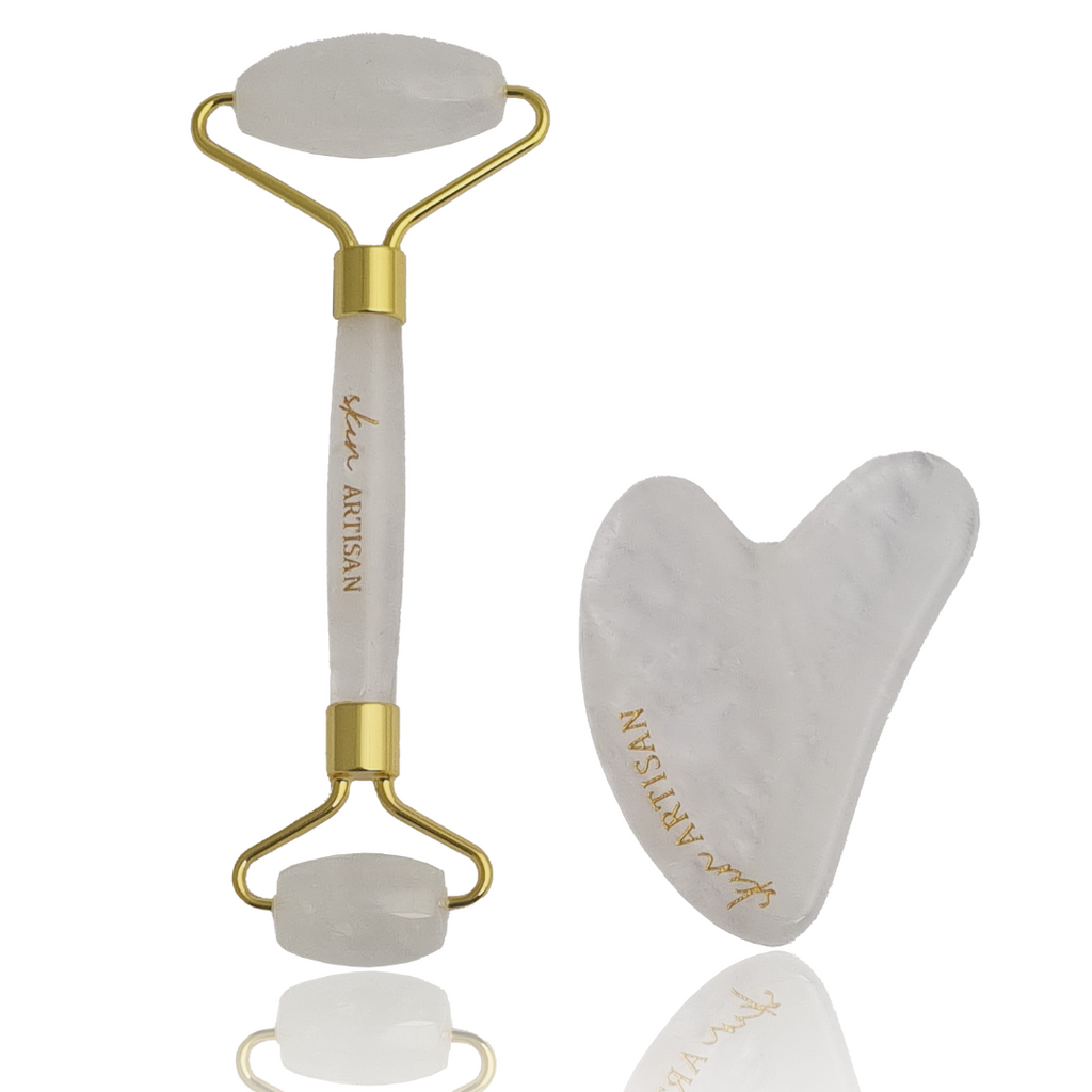 Clear Quartz Face Roller + Gua Sha