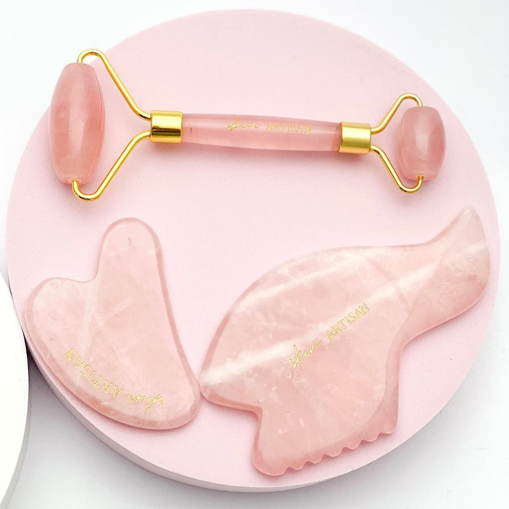 Rose Quartz Roller, Rose Quartz Gua Sha - Skin Artisan